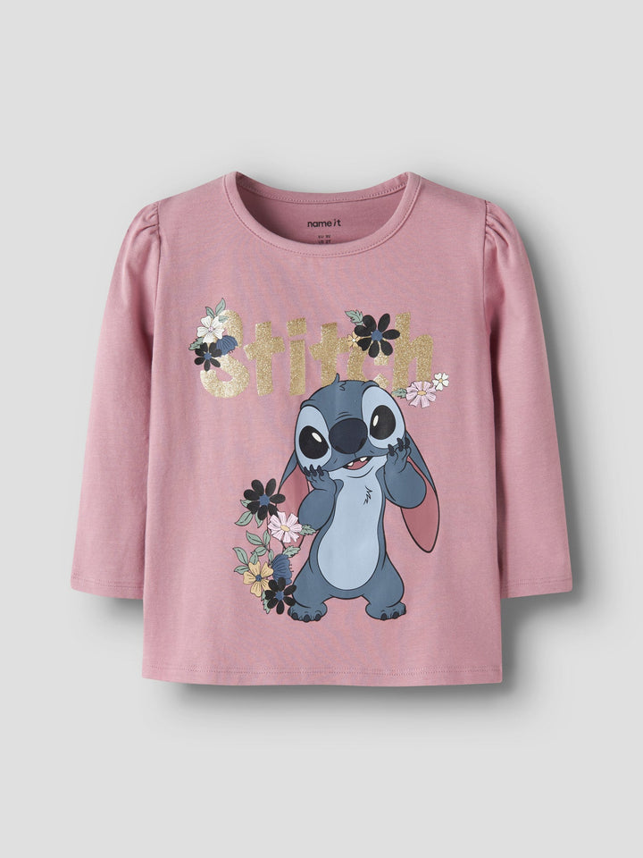 Name It Jina Stitch Langermet T - skjorte - Lilas for barn - Brobrobrille