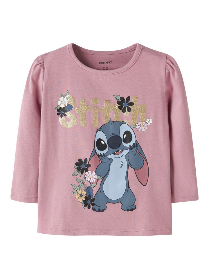 Name It Jina Stitch Langermet T - skjorte - Lilas for barn - Brobrobrille