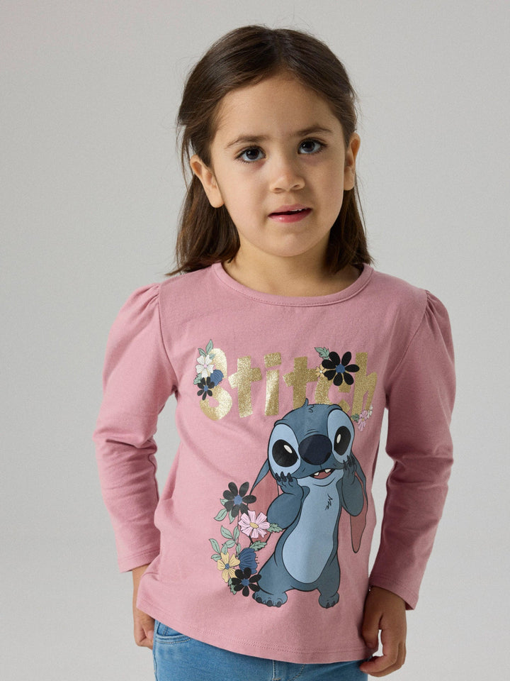 Name It Jina Stitch Langermet T - skjorte - Lilas for barn - Brobrobrille
