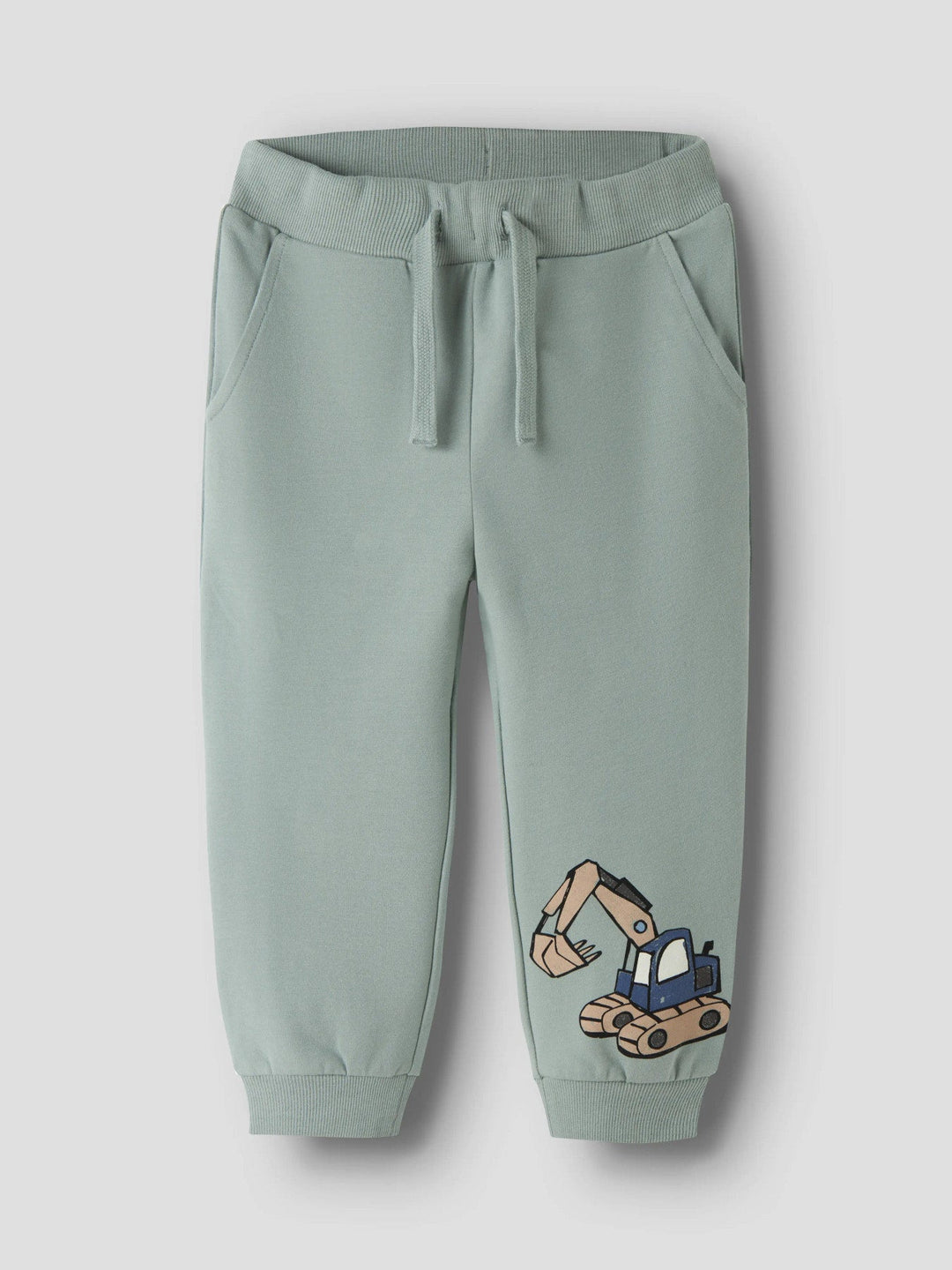 Name It Kark Sweatbukse med Gravemaskin - Green Milieu for barn - Brobrobrille