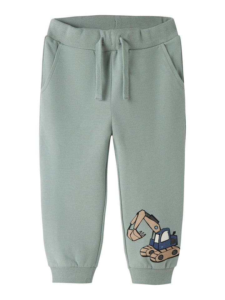 Name It Kark Sweatbukse med Gravemaskin - Green Milieu for barn - Brobrobrille