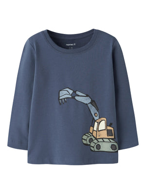 Name It Karke Langermet T - skjorte - Vintage Indigo for barn - Brobrobrille