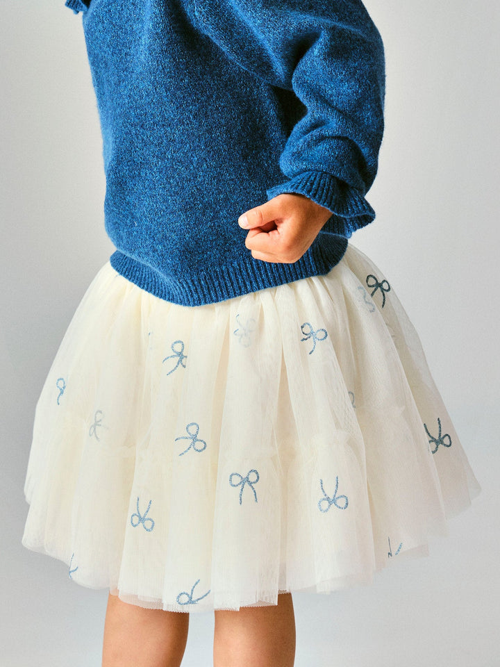 Name It Kira Tyllskjørt - Antique White Vintage Indigo for barn - Brobrobrille