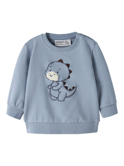 Name It Knop Genser med Dinosaur - Ashley Blue for barn - Brobrobrille