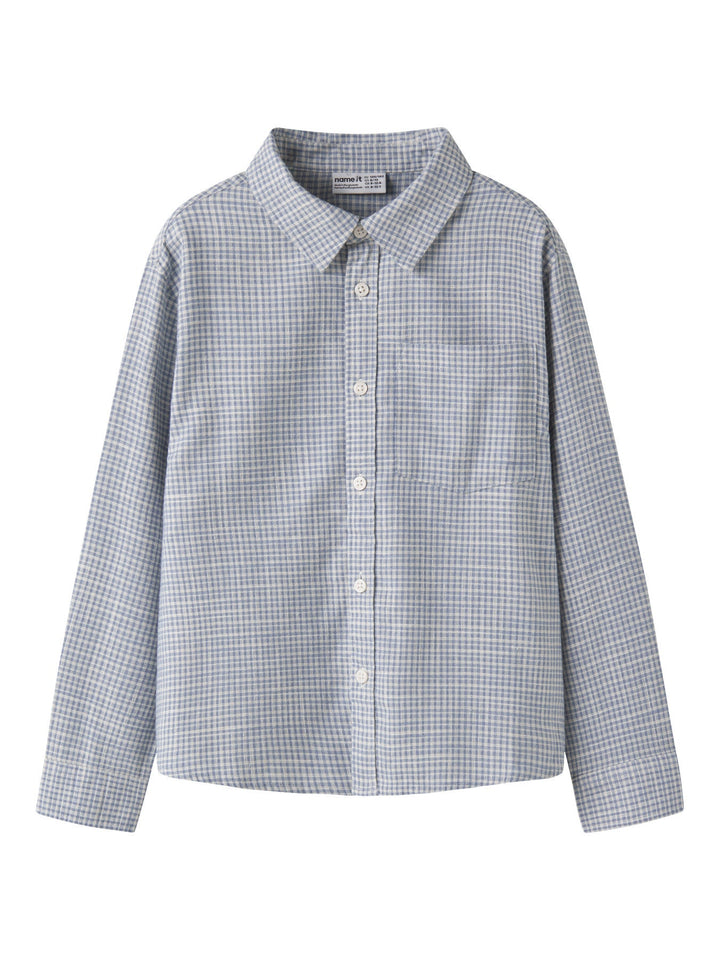 Name It Kristian Overskjorte - Ashley Blue Small Check for barn - Brobrobrille