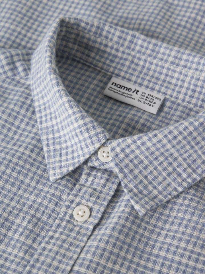 Name It Kristian Overskjorte - Ashley Blue Small Check for barn - Brobrobrille
