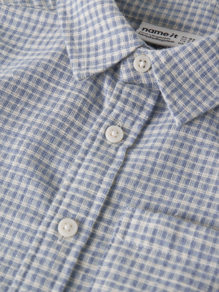 Name It Kristian Rutete Skjorte - Ashley Blue Small Check for barn - Brobrobrille