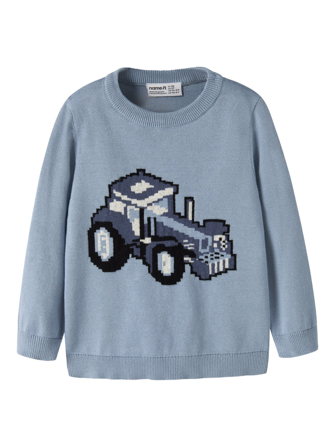 Name It Levon Strikkegenser med Gravemaskin - Ashley Blue for barn - Brobrobrille