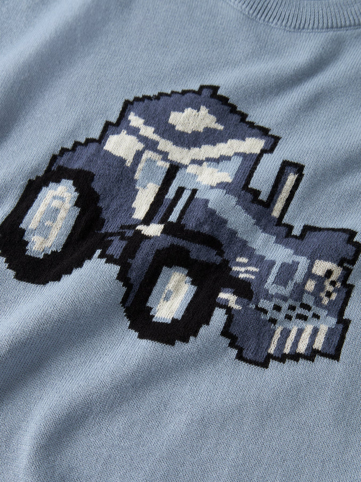 Name It Levon Strikkegenser med Gravemaskin - Ashley Blue for barn - Brobrobrille