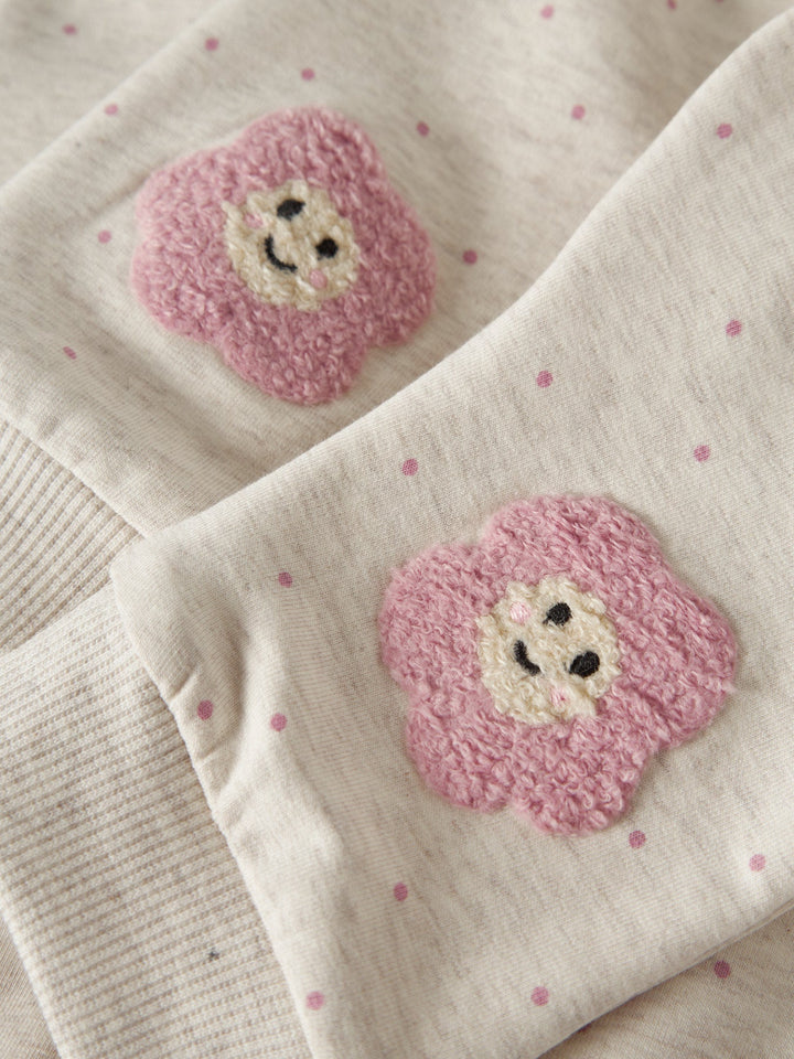 Name It Luelle Sweatbukse med Broderte Blomster - Peyote Melange for barn - Brobrobrille