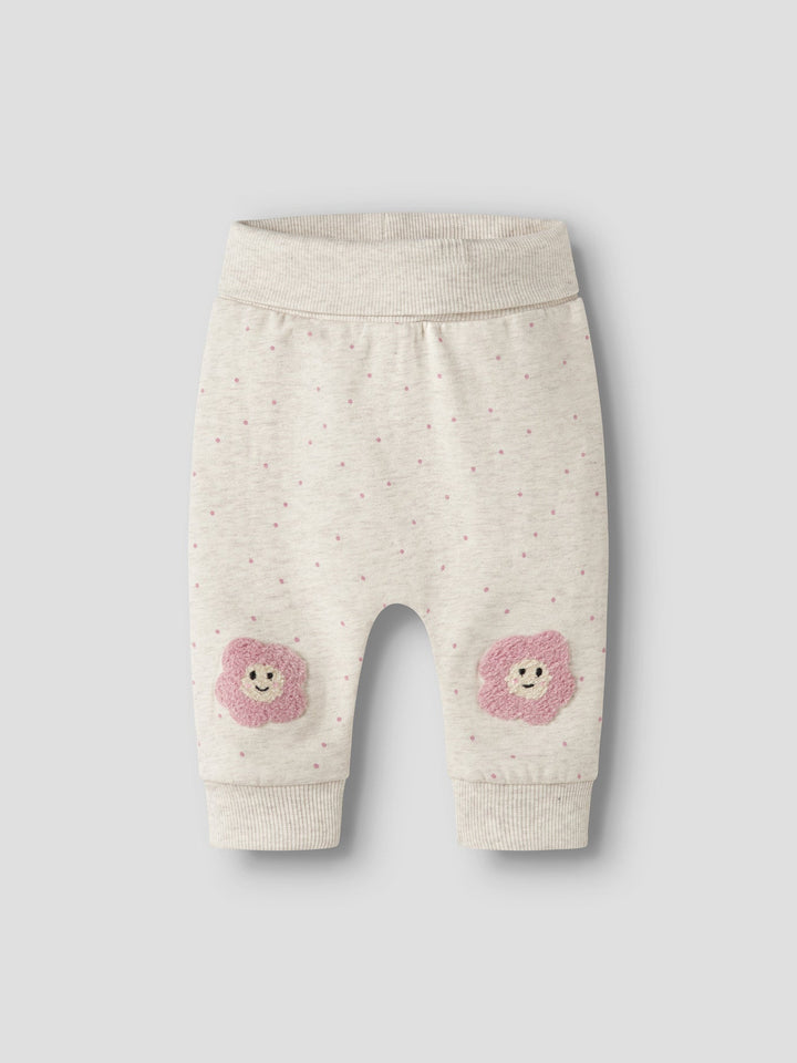 Name It Luelle Sweatbukse med Broderte Blomster - Peyote Melange for barn - Brobrobrille