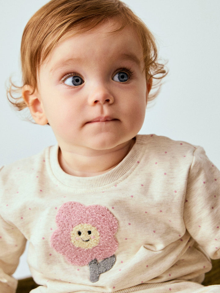 Name It Luelle Sweatgenser med Brodert Blomst - Peyote Melange for barn - Brobrobrille