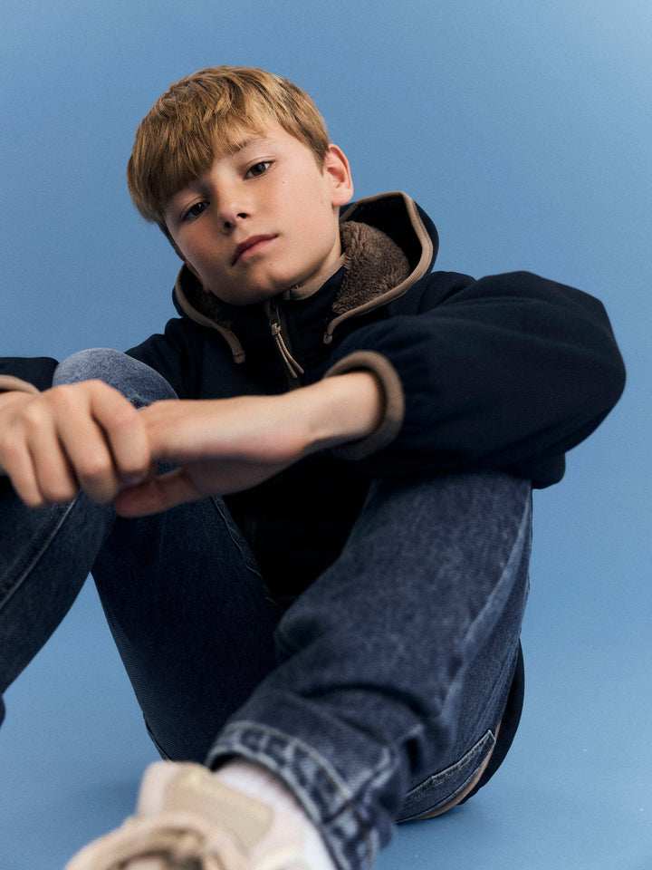 Name It Mada08 Softshelljakke med Teddyfôr - Navy Blazer for barn - Brobrobrille