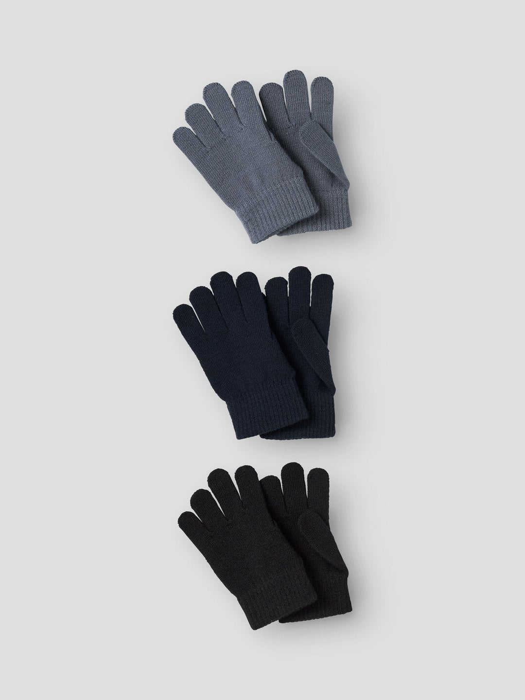 Name It Magic Hansker 3 - pk Barn – Flint Stone / Dark Sapphire / Black for barn - Brobrobrille