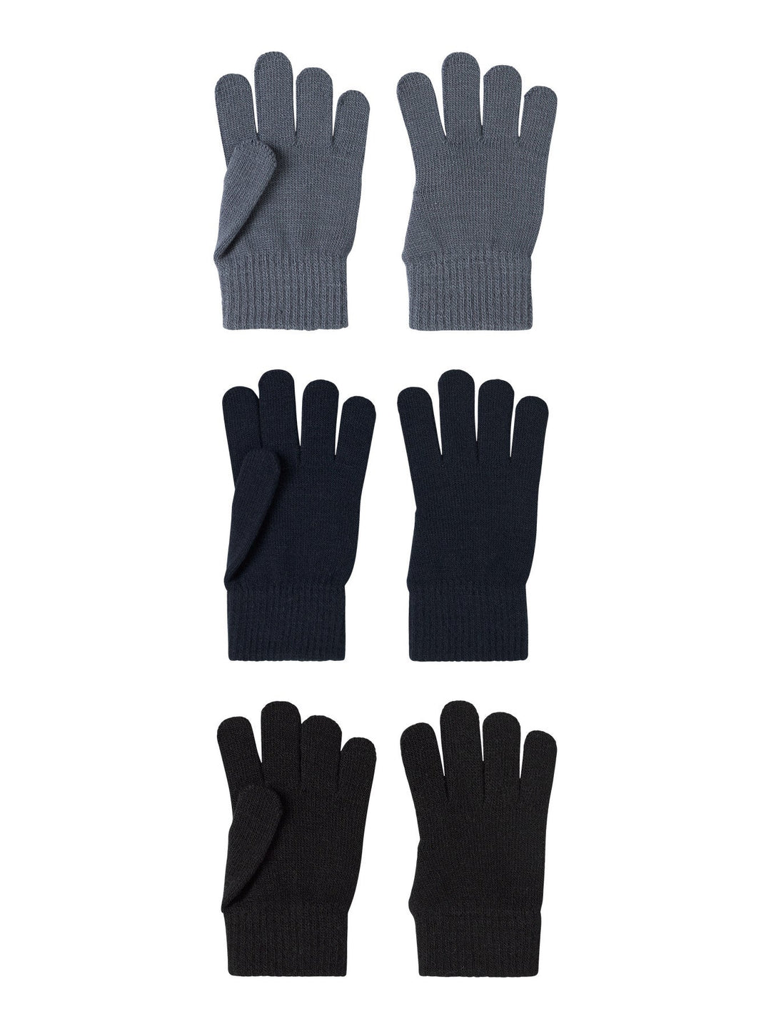 Name It Magic Hansker 3 - pk Barn – Flint Stone / Dark Sapphire / Black for barn - Brobrobrille