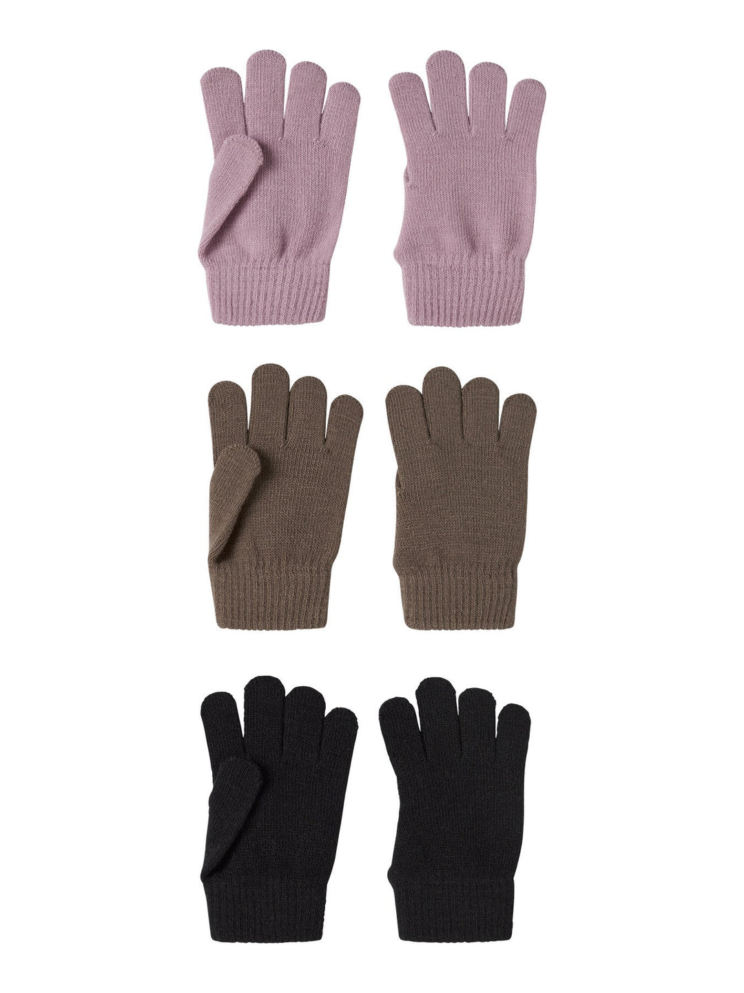 Name It Magic Hansker 3 - pk Barn – Keepsake Lilac / Fossil / Black for barn - Brobrobrille