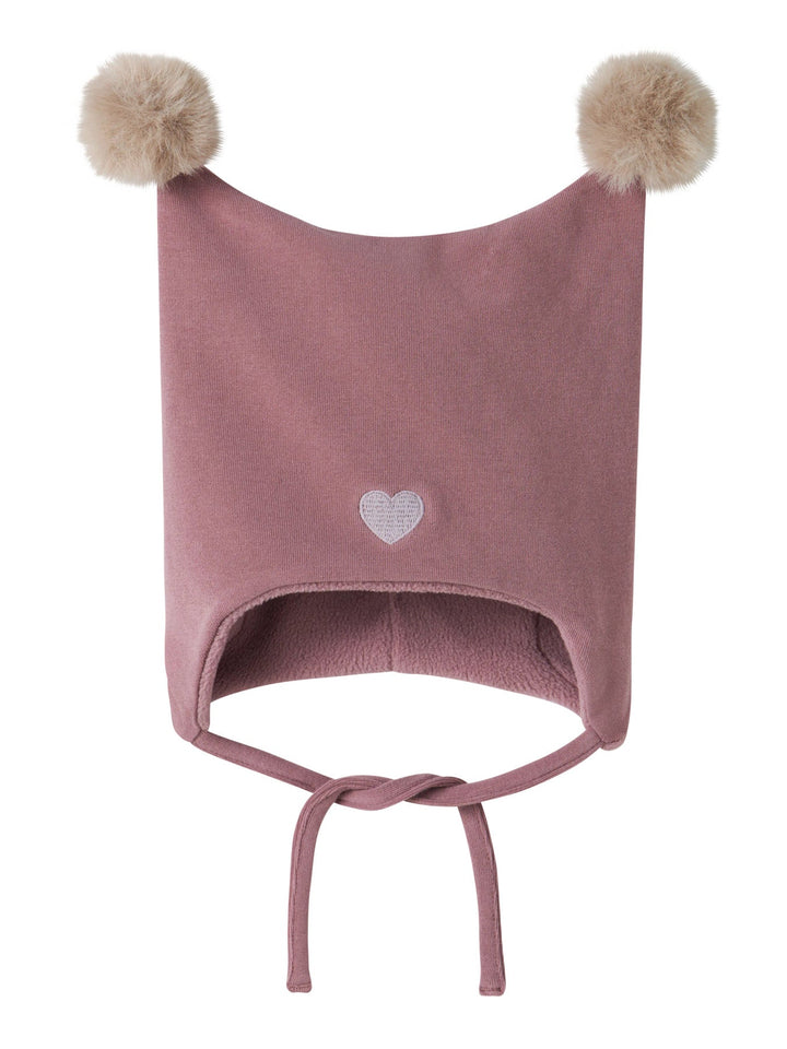 Name It Mall Fleecefôret Lue med Hjerte og Dusker - Wistful Mauve for barn - Brobrobrille