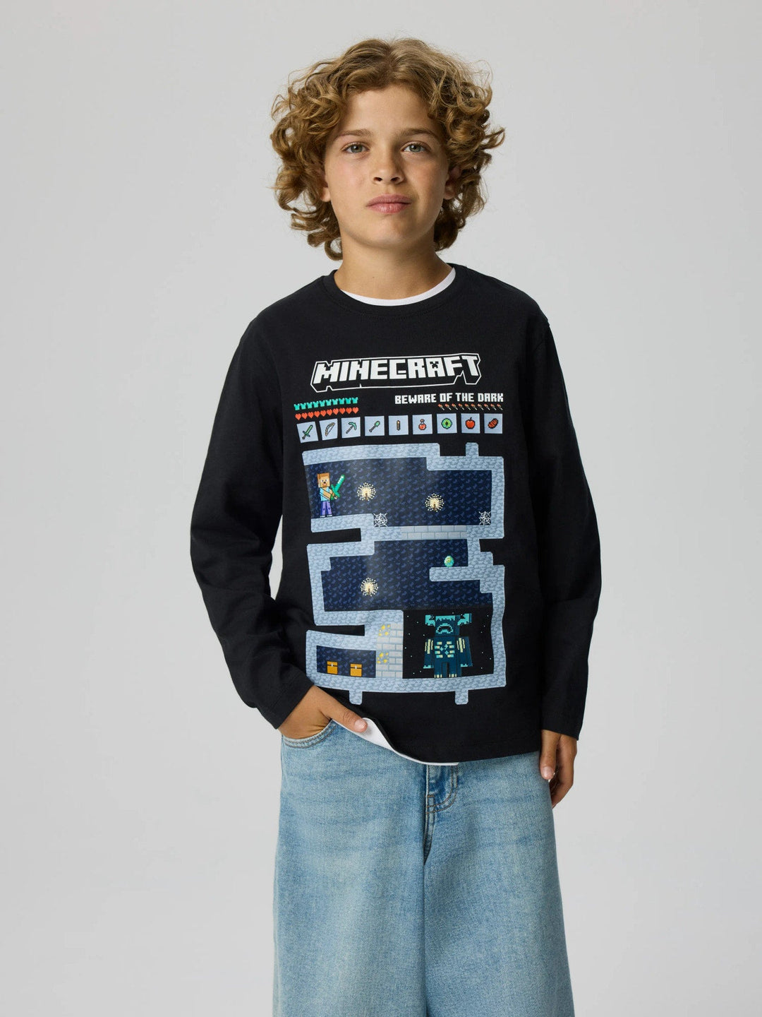 Name It Mar Minecraft Langermet T-skjorte - Black for barn - Brobrobrille