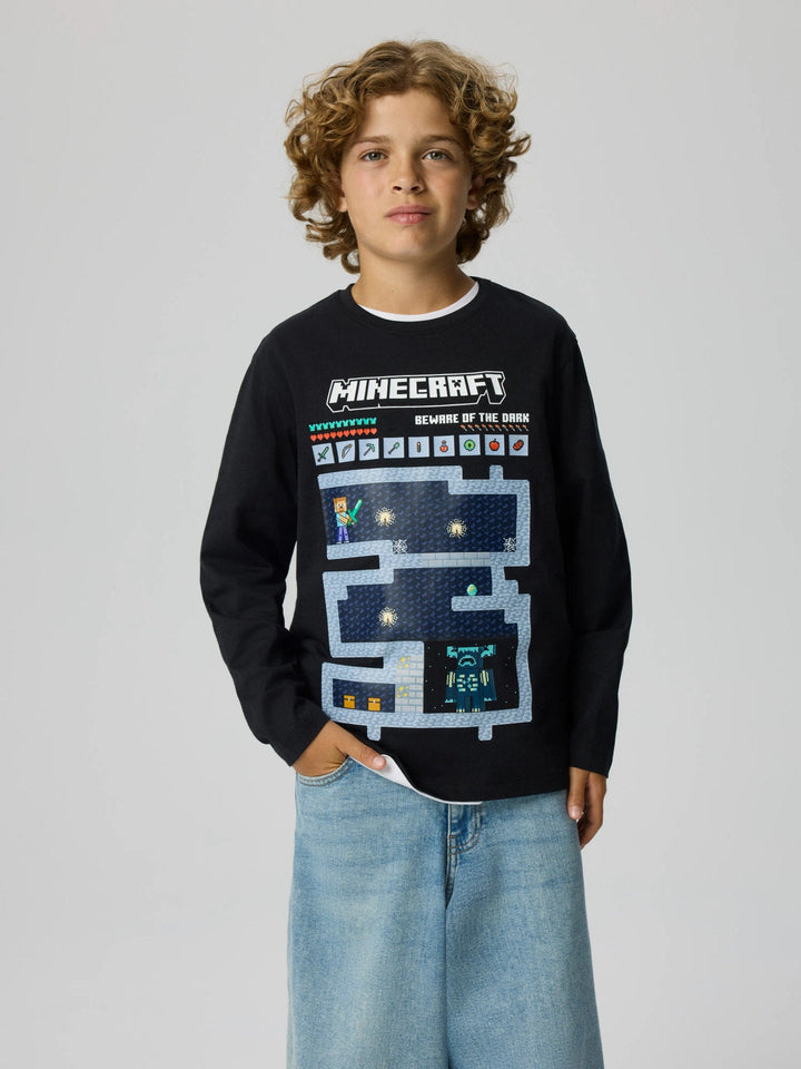 Name It Mar Minecraft Langermet T-skjorte - Black for barn - Brobrobrille