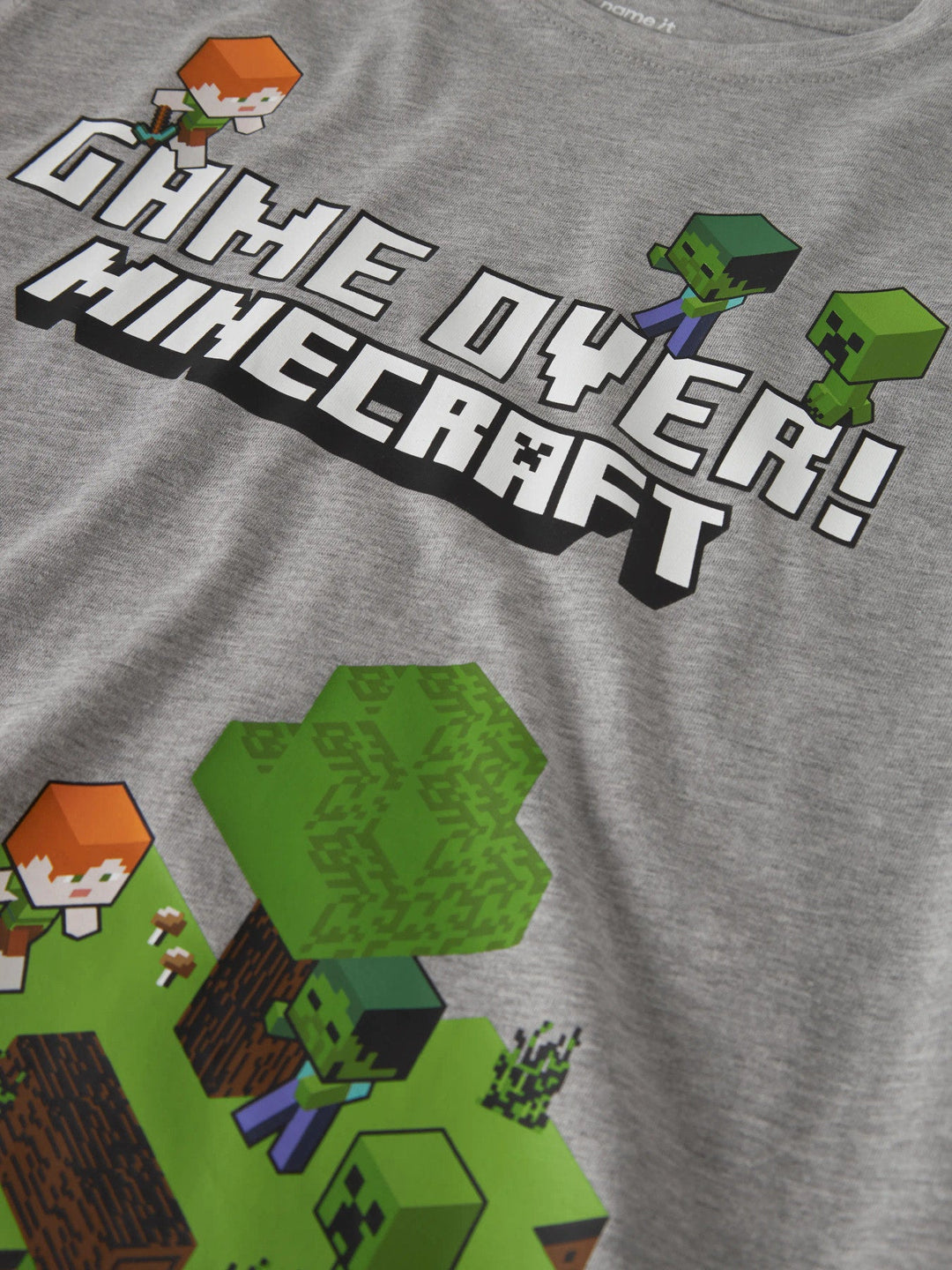 Name It Mar Minecraft Langermet T-skjorte - Grey Melange for barn - Brobrobrille
