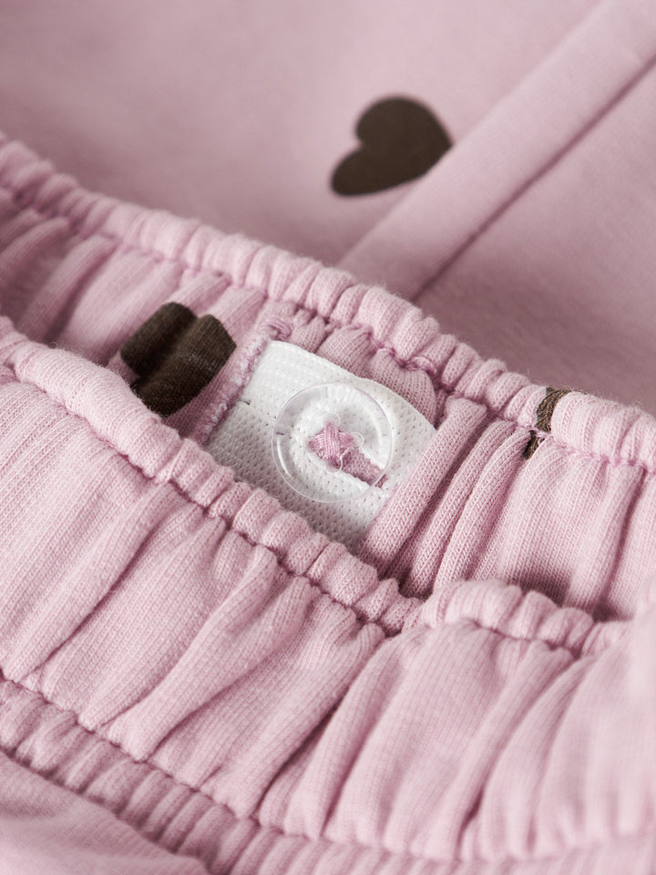 Name It Neheart Sweat Joggebukse med Hjerteprint – Burnished Lilac for barn - Brobrobrille