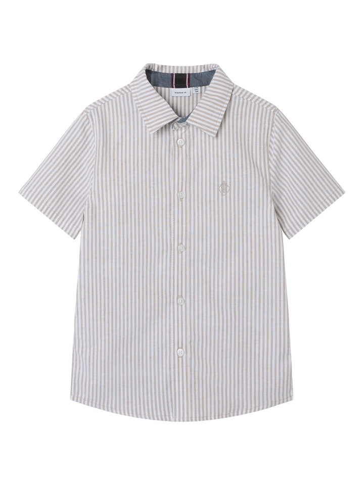 Name It Newsa kortermet skjorte i bomull – Pure Cashmere White for barn - Brobrobrille
