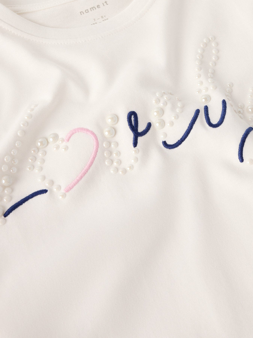 Name It Nuttal – Langermet T‑skjorte med broderidetaljer – Cloud Dancer for barn - Brobrobrille