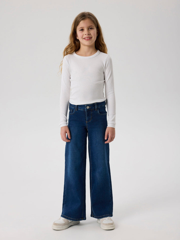Name it Polly Wide Jeans – Dark Blue Denim for barn - Brobrobrille