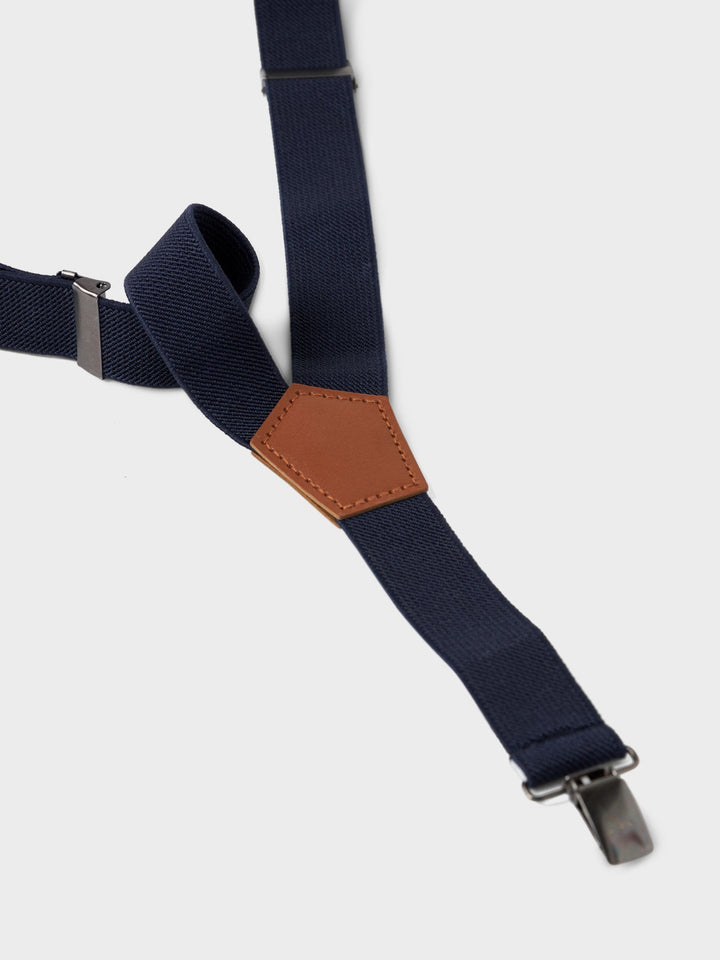 Name It Rizo bukseseler med skinndetaljer – Navy Blazer Solid for barn - Brobrobrille