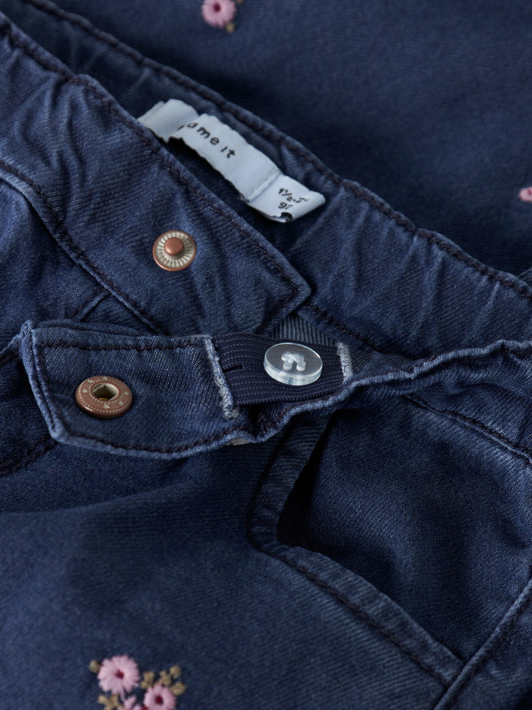Name It Rose Jeans med Blomsterbroderi – Dark Blue Denim for barn - Brobrobrille