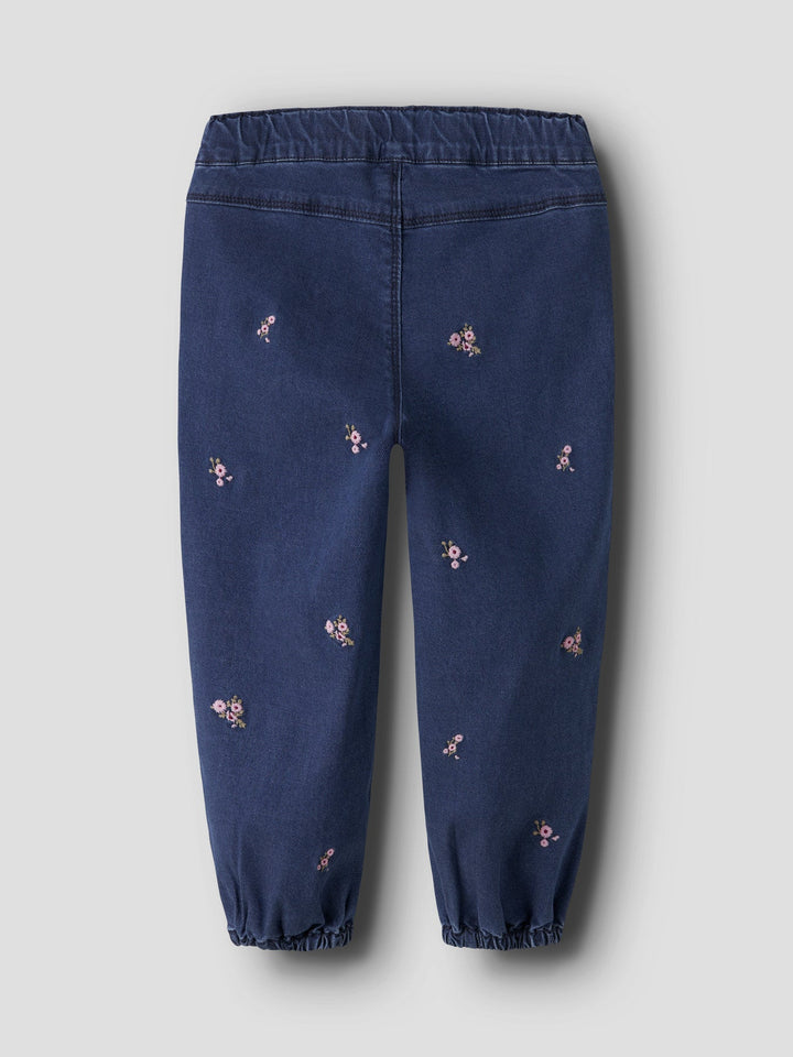 Name It Rose Jeans med Blomsterbroderi – Dark Blue Denim for barn - Brobrobrille