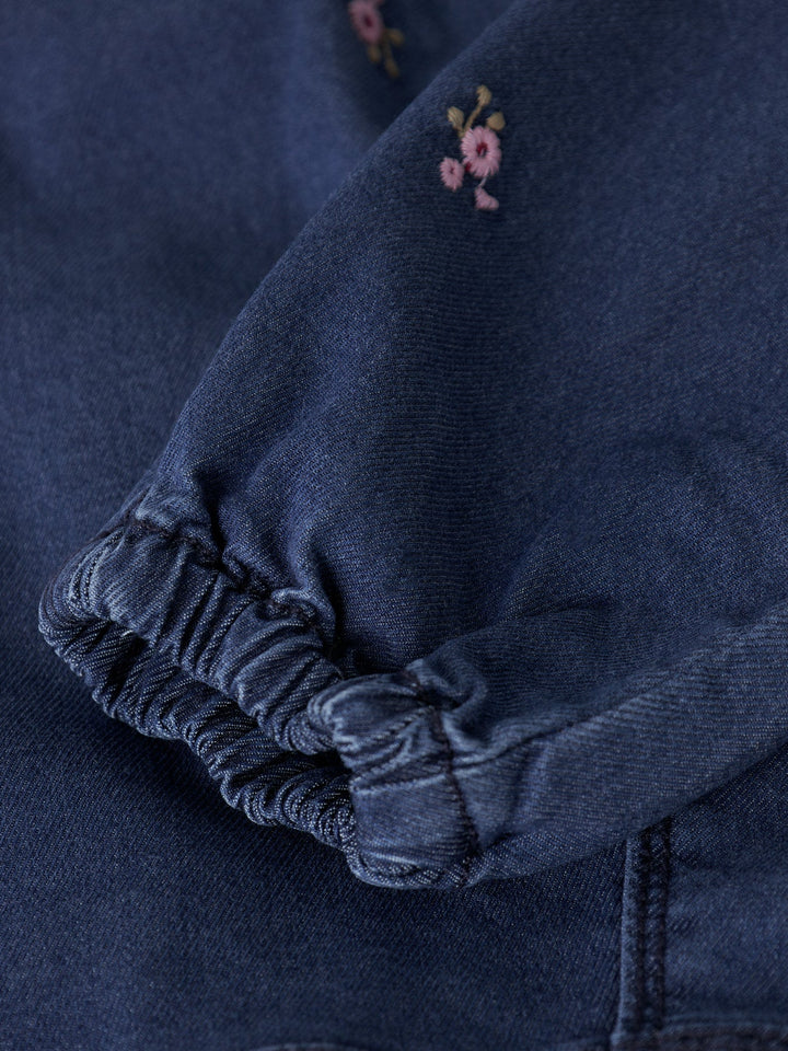 Name It Rose Jeans med Blomsterbroderi – Dark Blue Denim for barn - Brobrobrille