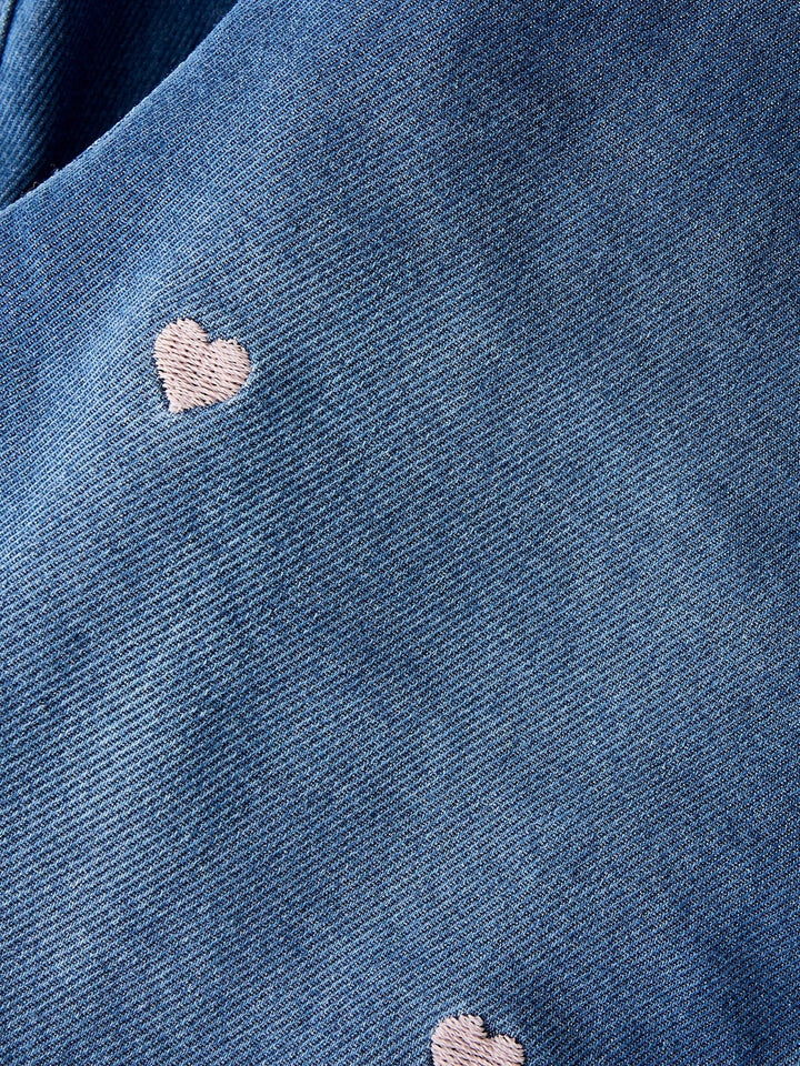 Name It Rose Shaped Jeans med Hjertebroderi – Dark Blue Denim for barn - Brobrobrille