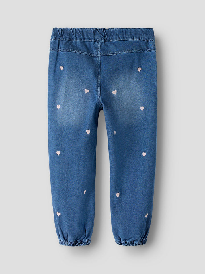 Name It Rose Shaped Jeans med Hjertebroderi – Dark Blue Denim for barn - Brobrobrille