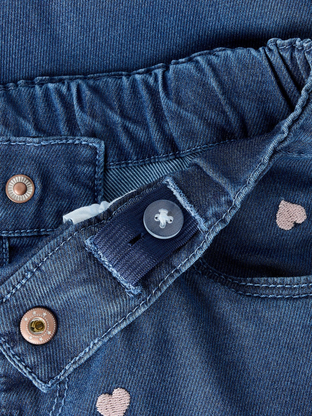 Name It Rose Shaped Jeans med Hjertebroderi – Dark Blue Denim for barn - Brobrobrille