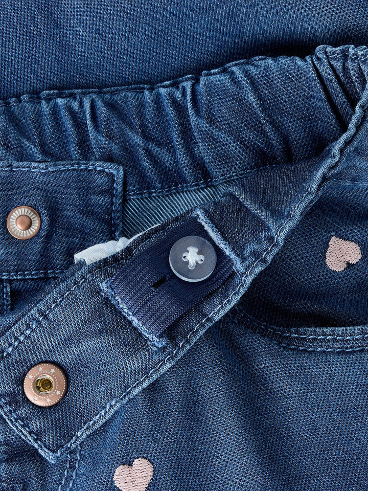 Name It Rose Shaped Jeans med Hjertebroderi – Dark Blue Denim for barn - Brobrobrille