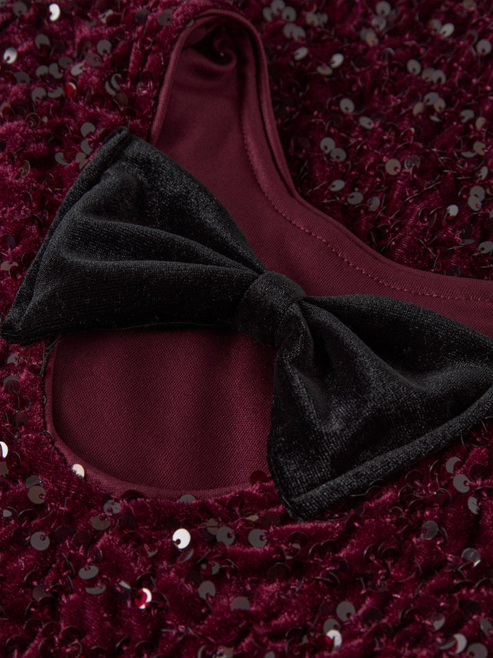 Name It Rusitta Kjole – Burgundy Black Bow for barn - Brobrobrille