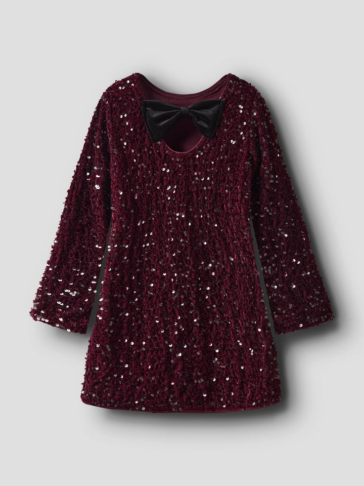 Name It Rusitta Kjole – Burgundy Black Bow for barn - Brobrobrille
