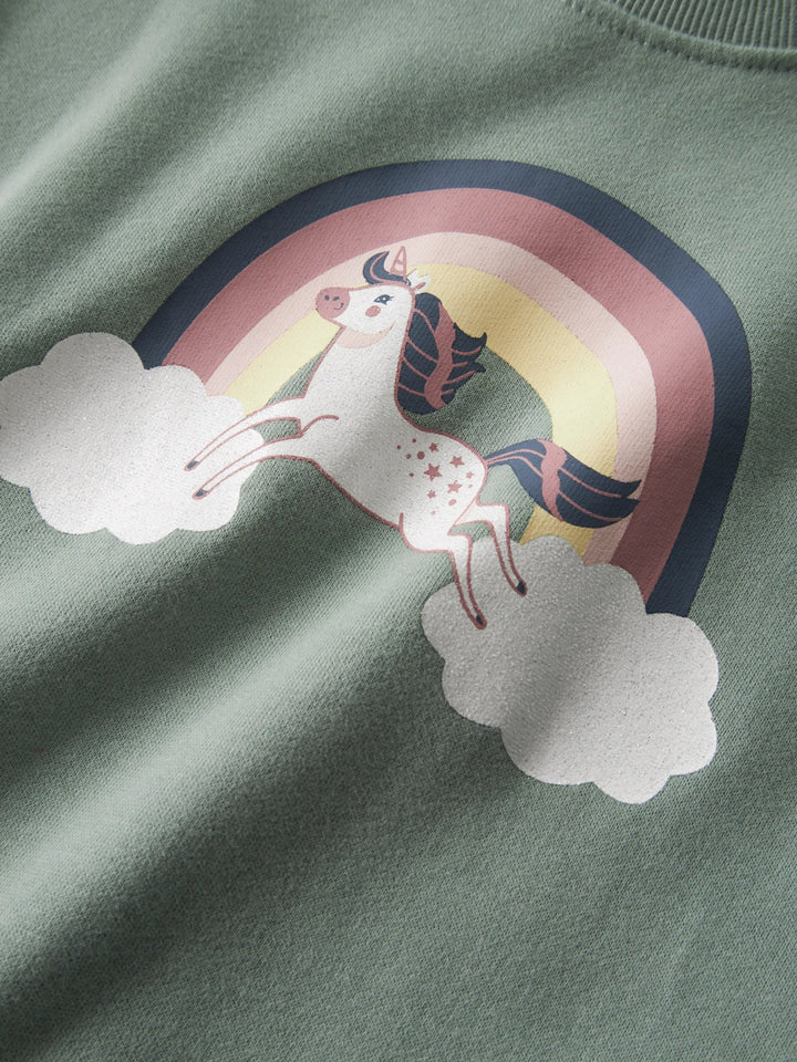 Name It Valona Genser - Green Milieu Rainbow Unicorn for barn - Brobrobrille