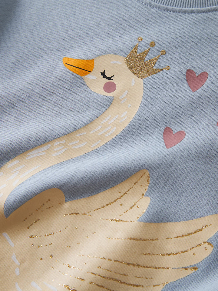 Name It Valona Genser - Subdued Blue Swan Princess for barn - Brobrobrille