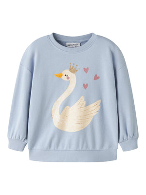 Name It Valona Genser - Subdued Blue Swan Princess for barn - Brobrobrille
