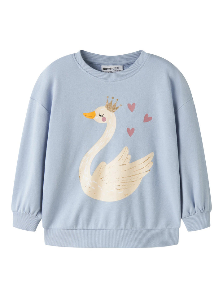 Name It Valona Genser - Subdued Blue Swan Princess for barn - Brobrobrille