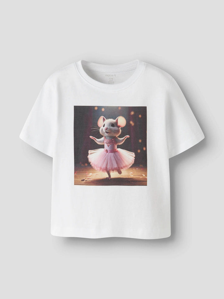Name It Votea T - skjorte - Bright White Ballerina Mouse for barn - Brobrobrille