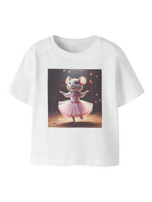 Name It Votea T - skjorte - Bright White Ballerina Mouse for barn - Brobrobrille