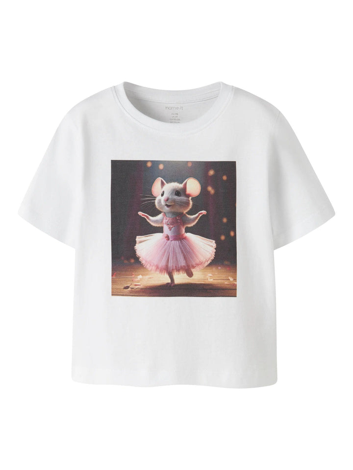 Name It Votea T - skjorte - Bright White Ballerina Mouse for barn - Brobrobrille