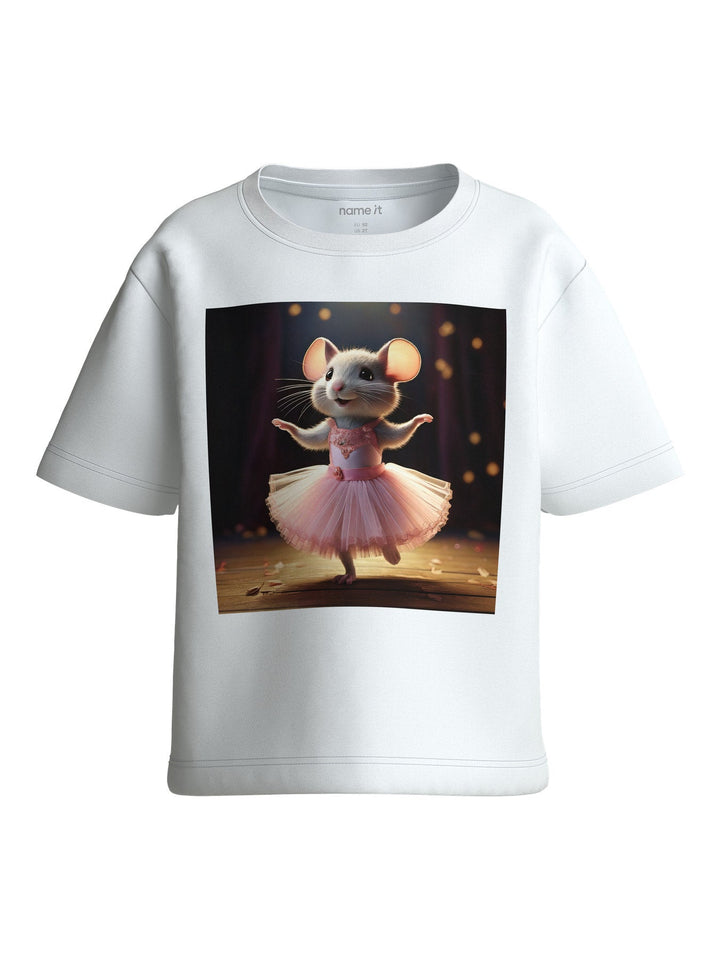 Name It Votea T - skjorte - Bright White Ballerina Mouse for barn - Brobrobrille
