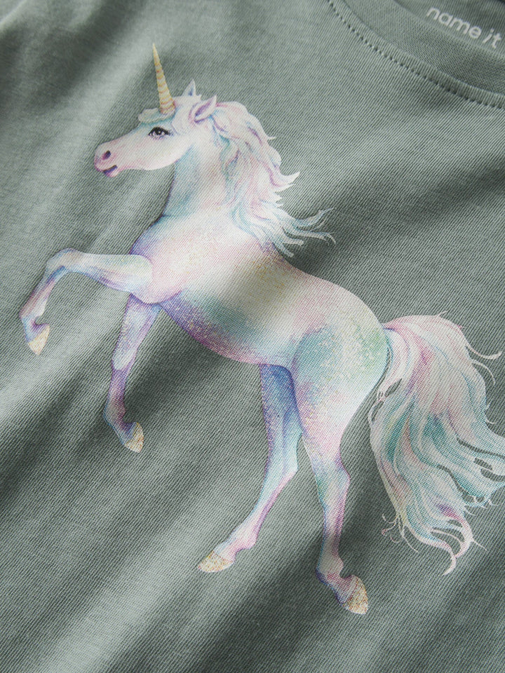 Name It Votea T - skjorte - Green Milieu Unicorn for barn - Brobrobrille