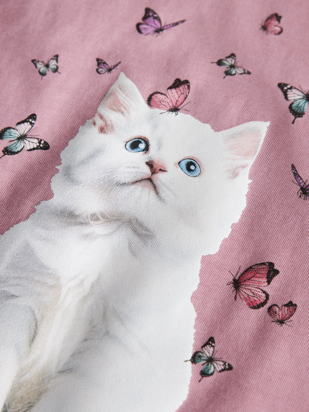 Name It Votea T - skjorte - Lilas Kitten Butterflies for barn - Brobrobrille