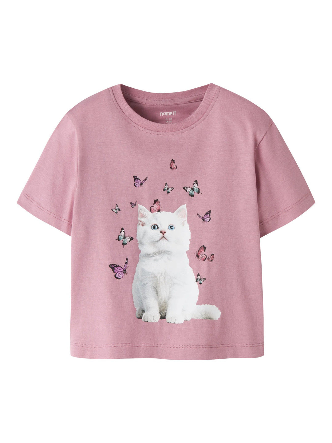 Name It Votea T - skjorte - Lilas Kitten Butterflies for barn - Brobrobrille