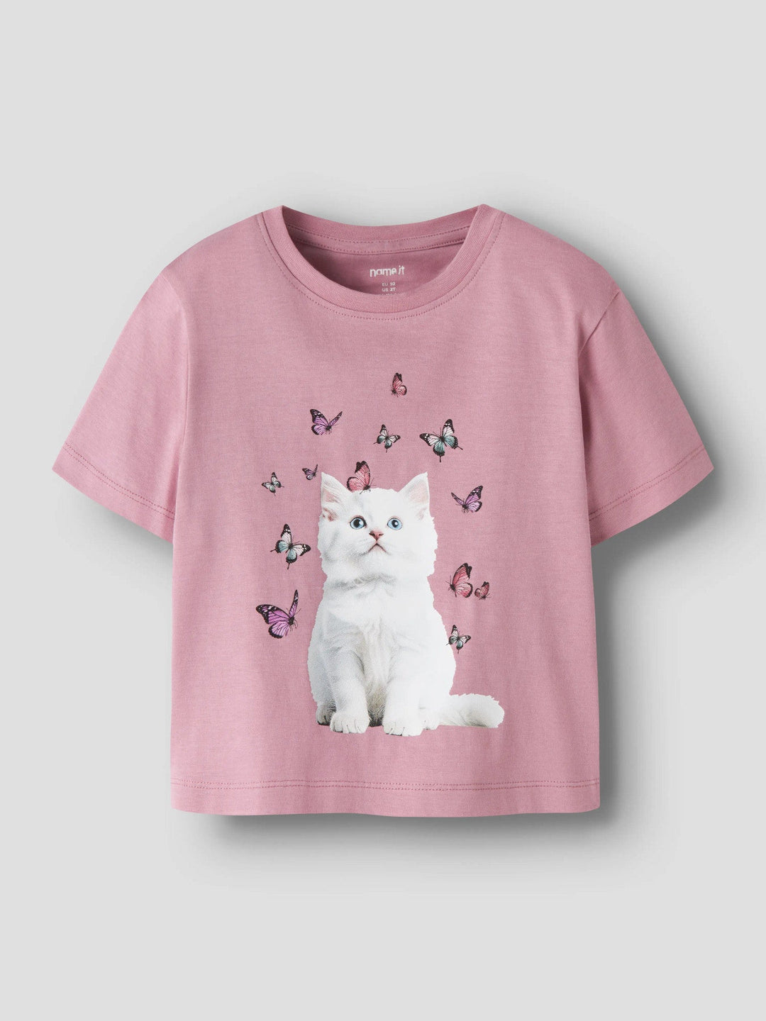 Name It Votea T - skjorte - Lilas Kitten Butterflies for barn - Brobrobrille